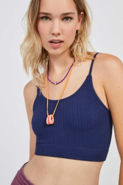 HI&BYE T-Shirts E Tops-Crop Top Alcas Duplas Sem Costuras Verde-Claro