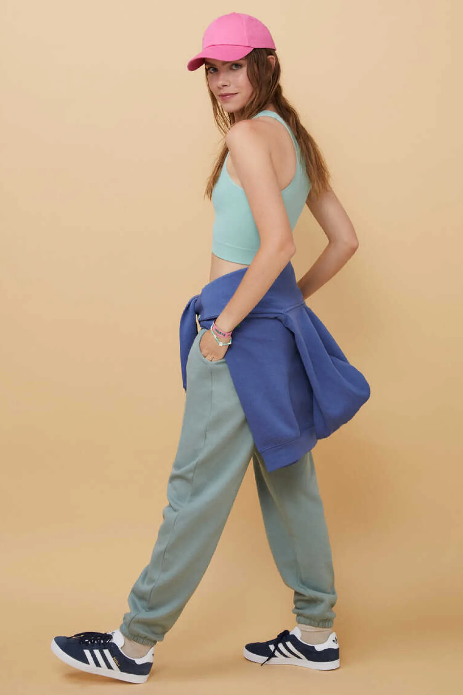 HI&BYE T-Shirts E Tops-Crop Top Decote V Sem Costuras Azul-Escuro