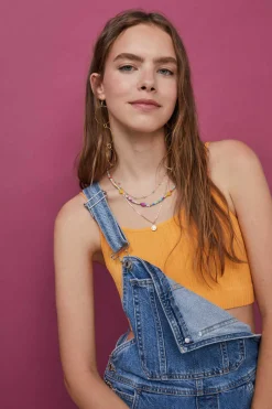 HI&BYE T-Shirts E Tops-Crop Top Decote V Sem Costuras Preto