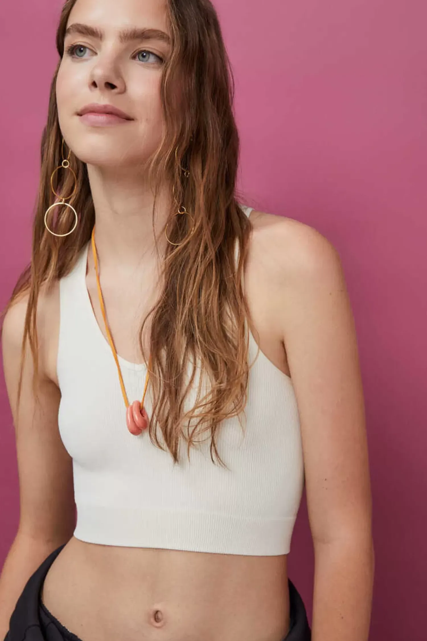 HI&BYE T-Shirts E Tops-Crop Top Decote Vsem Costuras Verde-Escuro