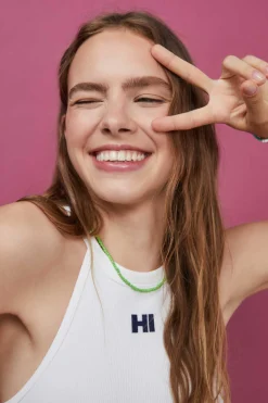 HI&BYE T-Shirts E Tops-Crop Top Halter Sem Costuras Cinzento