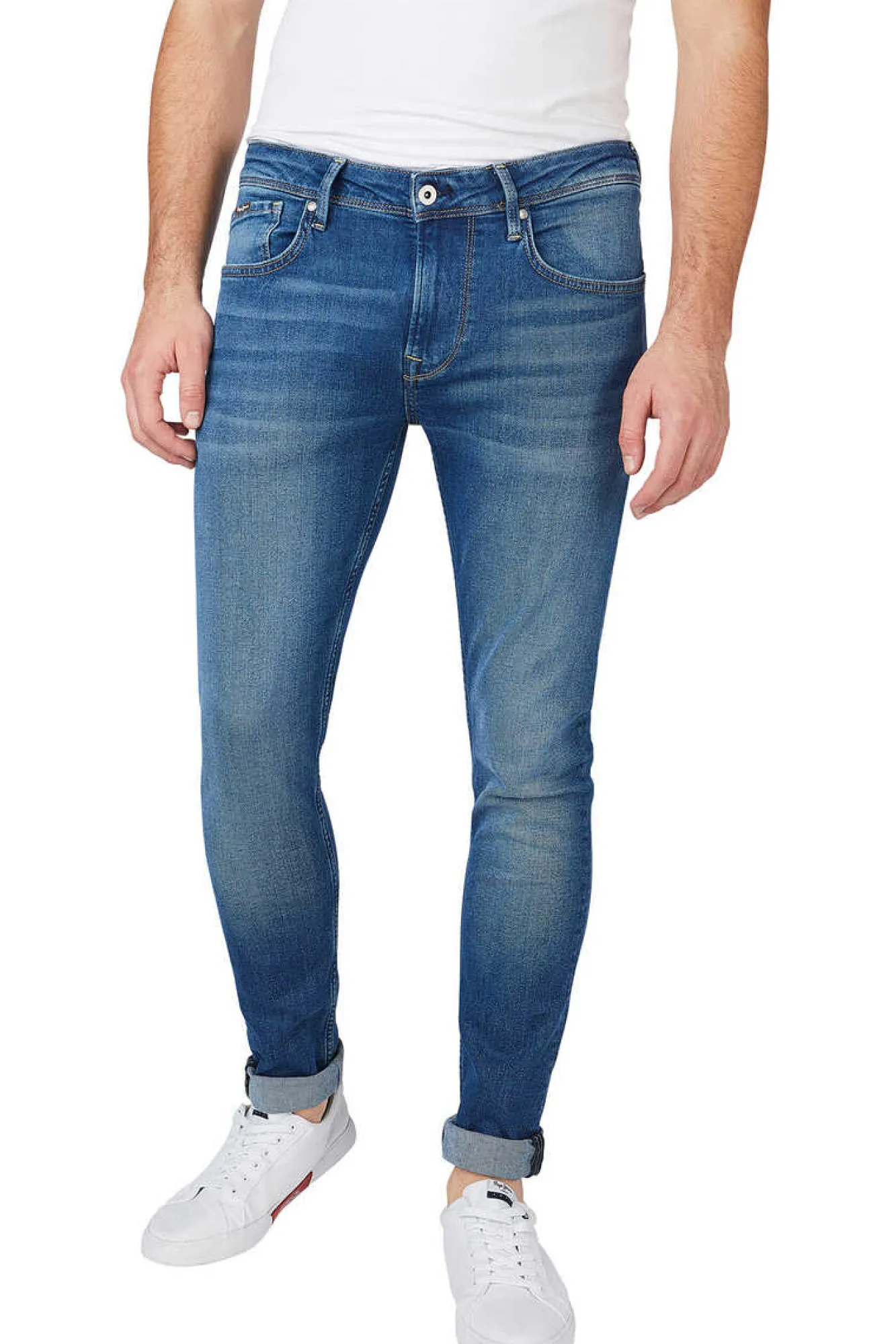 Pepe Jeans Denim De Homem Skinny, Corte Baixo. Azul New