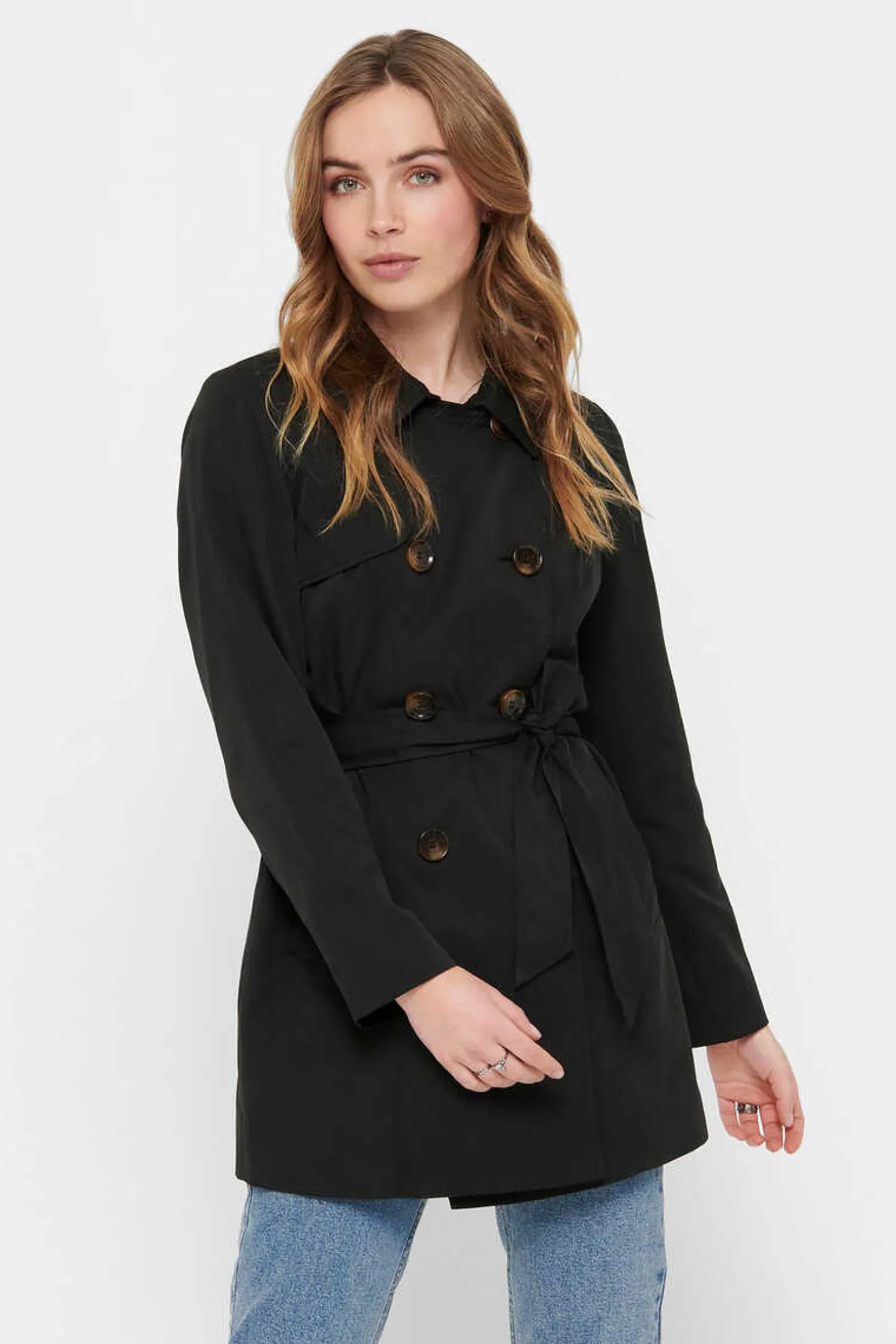 Only Sobretudos E Parkas-Gabardina Classica Algodao