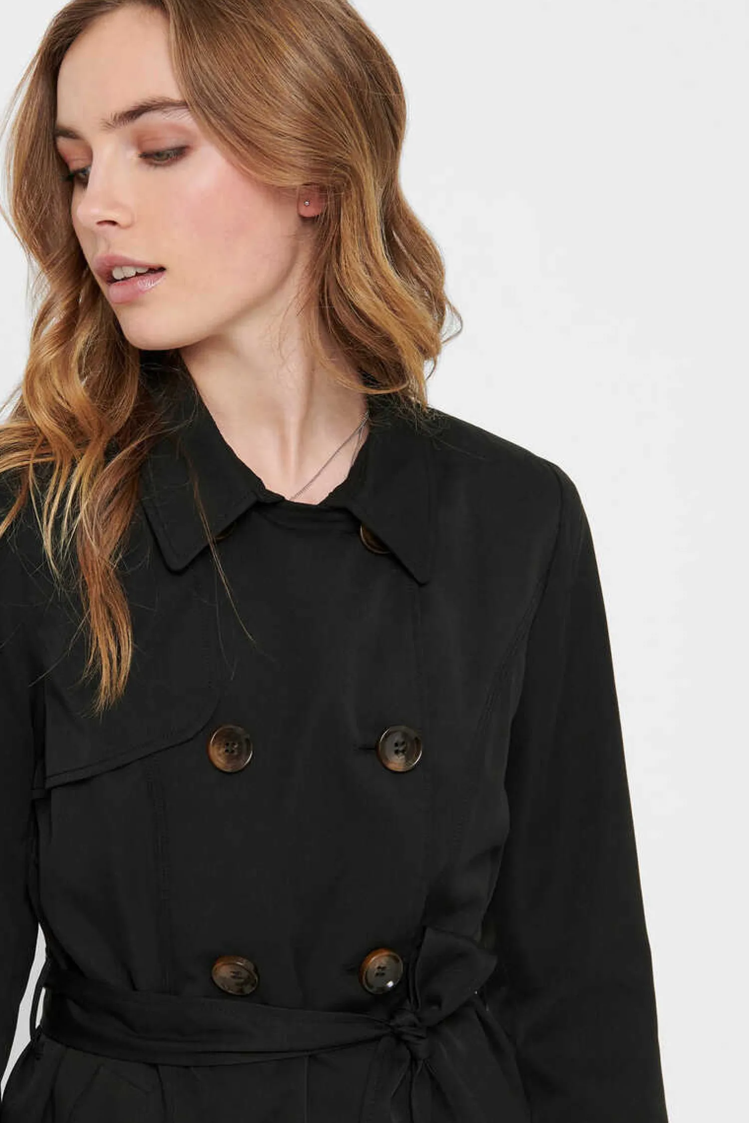 Only Sobretudos E Parkas-Gabardina Classica Algodao