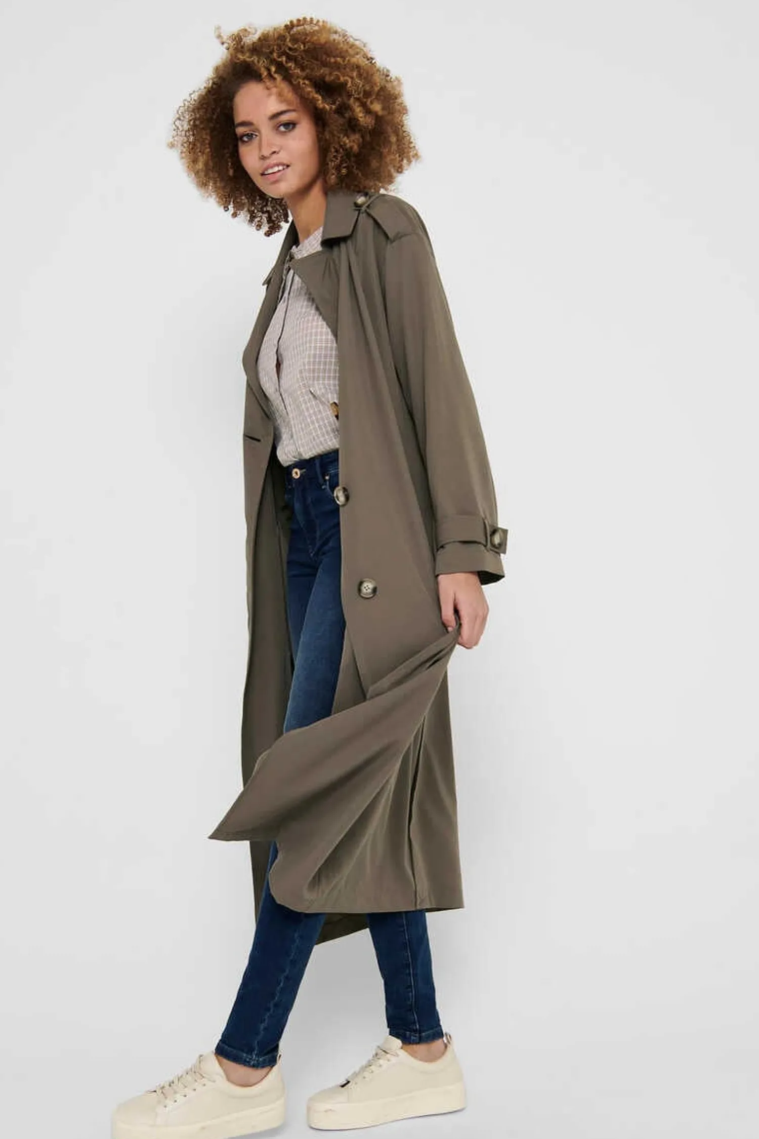 Only Sobretudos E Parkas-Gabardina Comprida Fluida