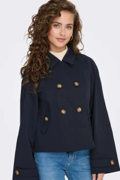 Only Sobretudos E Parkas-Gabardina Curta Algodao