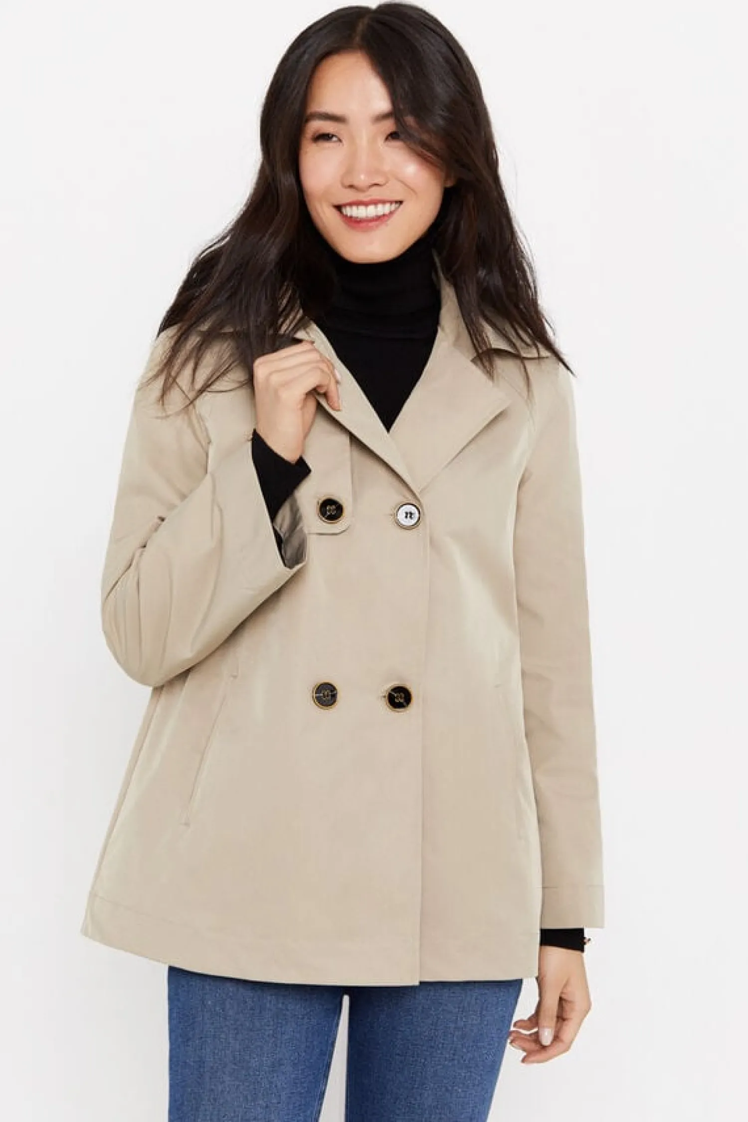 Cortefiel Sobretudos E Parkas-Gabardina Curta Com Veu