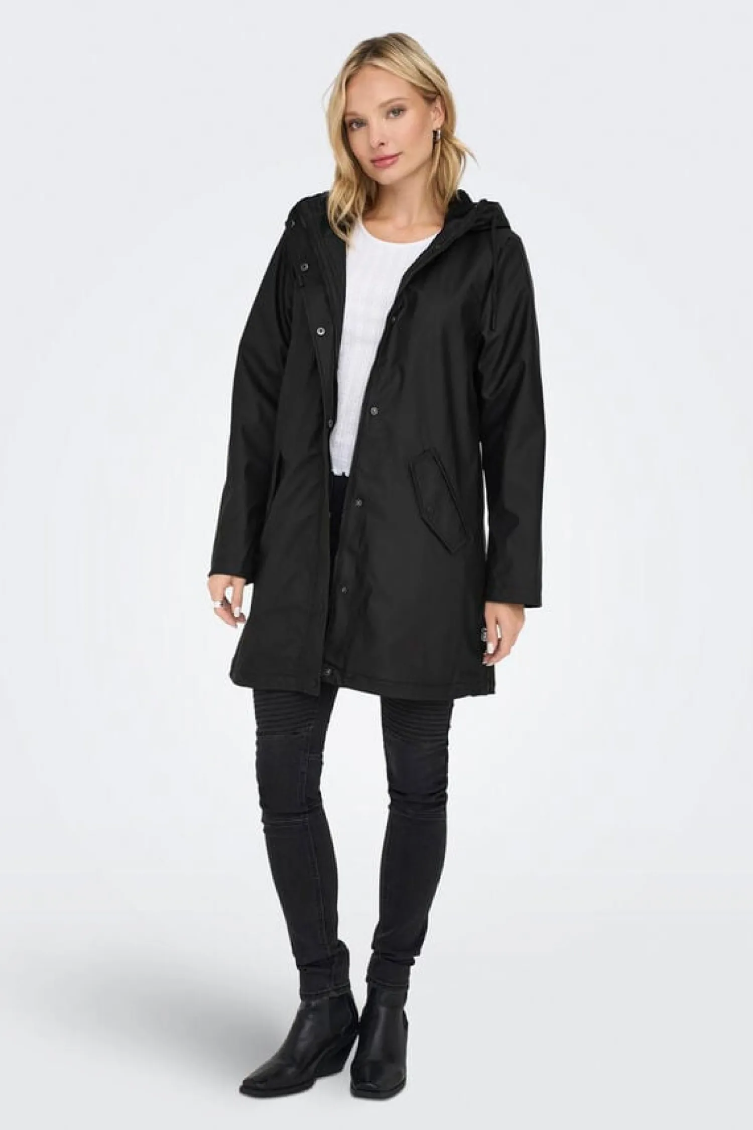 Only Sobretudos E Parkas-Impermeavel Comprido Com Capuz