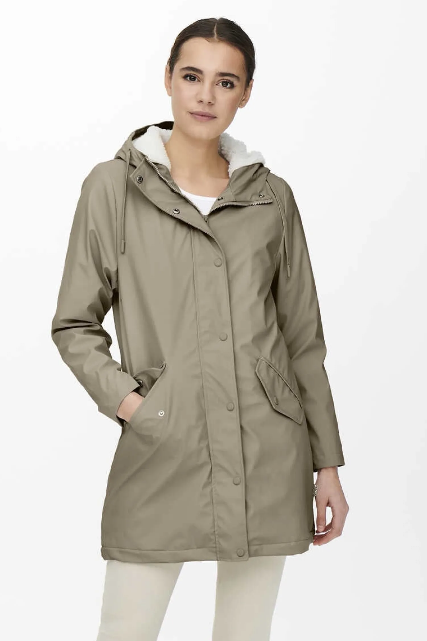 Only Sobretudos E Parkas-Impermeavel Comprido Com Capuz