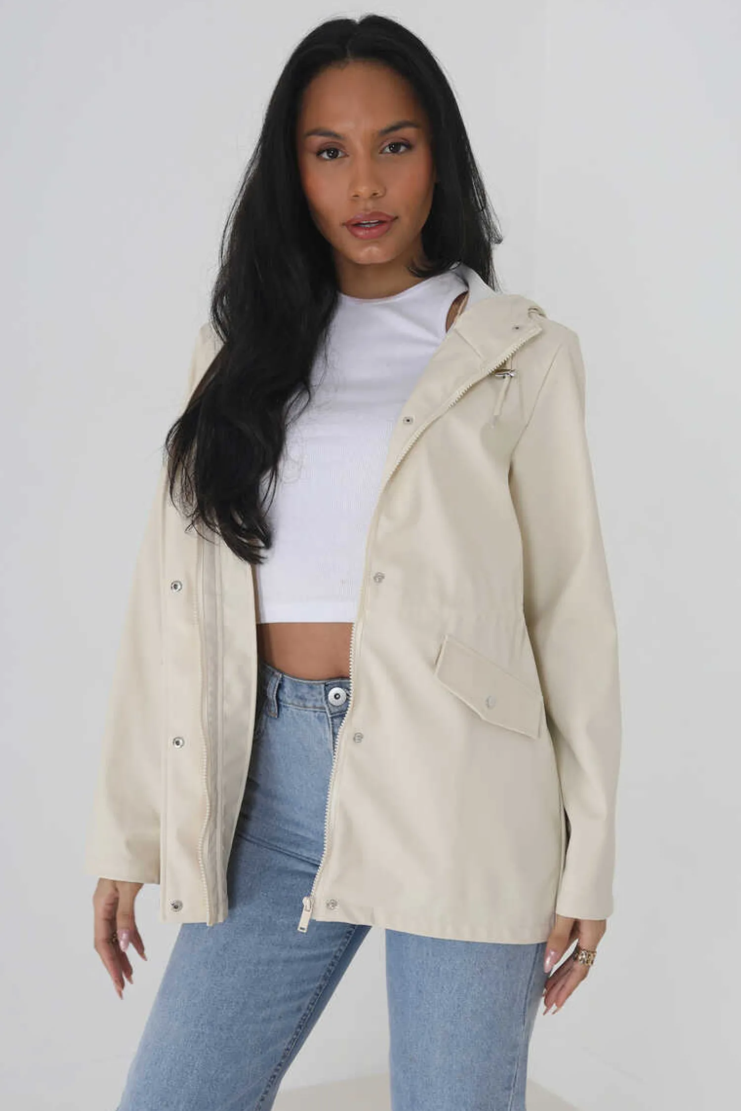 Brave Soul Sobretudos E Parkas-Impermeavel Engomado Com Capuz