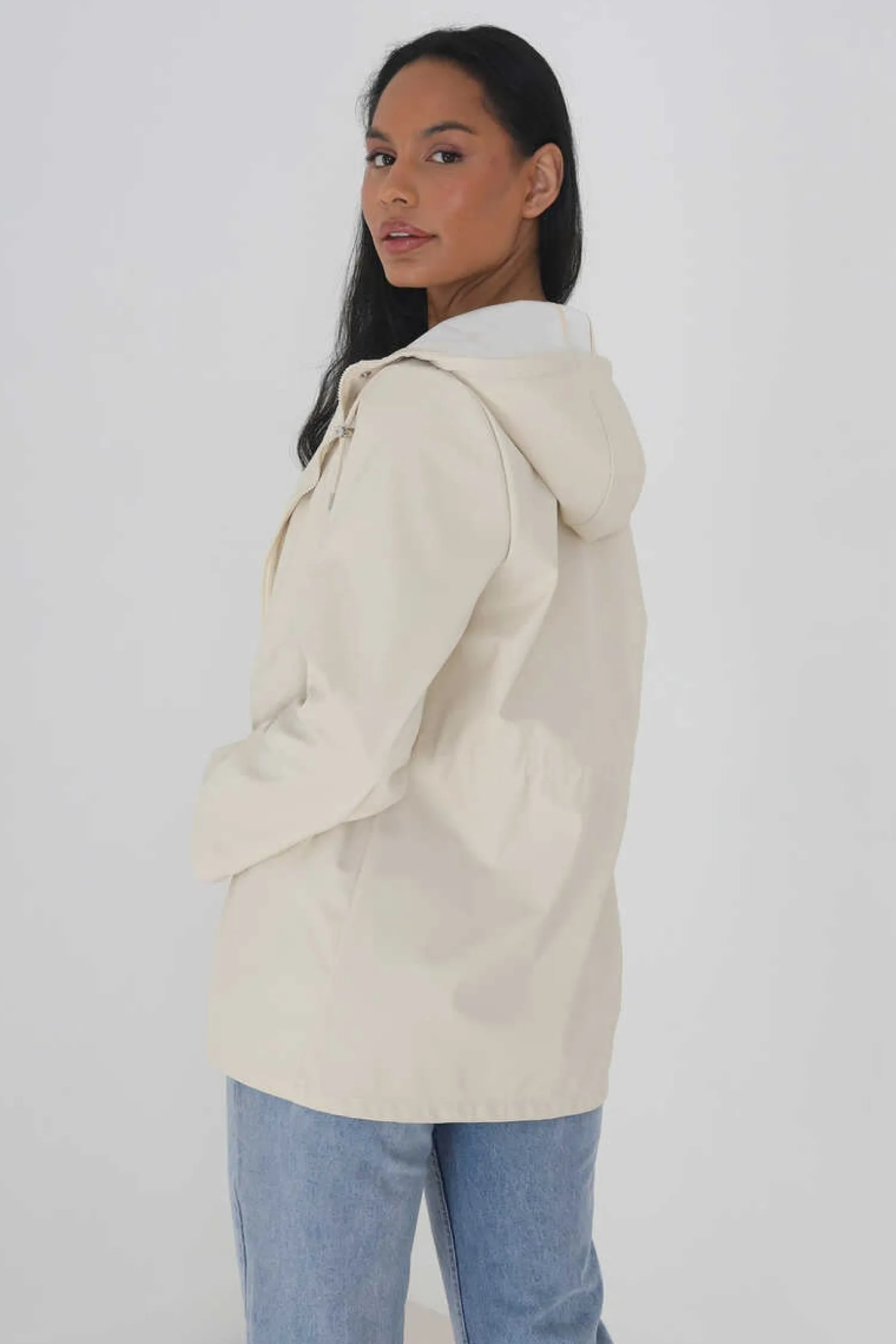 Brave Soul Sobretudos E Parkas-Impermeavel Engomado Com Capuz