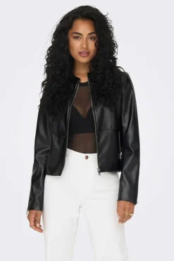 Only Blusoes E Casacos-Jaqueta De Couro Sintetico