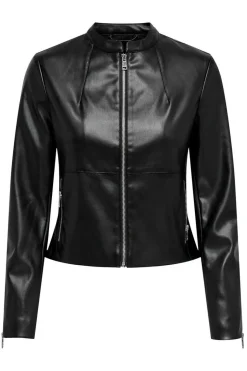 Only Blusoes E Casacos-Jaqueta De Couro Sintetico
