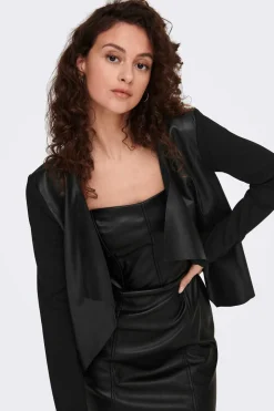 Only Blusoes E Casacos-Jaqueta De Couro Sintetico