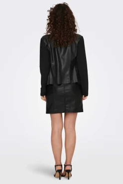 Only Blusoes E Casacos-Jaqueta De Couro Sintetico