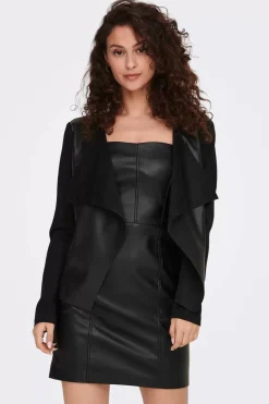 Only Blusoes E Casacos-Jaqueta De Couro Sintetico