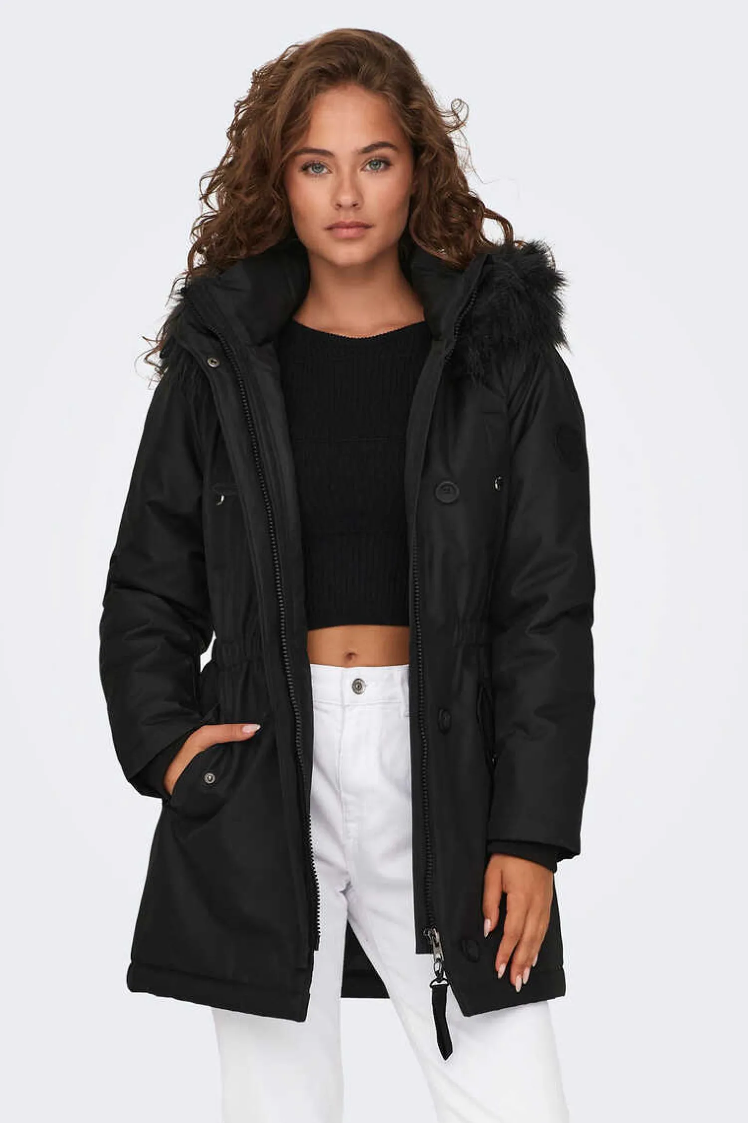 Only Sobretudos E Parkas-Jeans Cintura Media Perna Larga