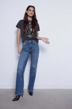 Slowlove Jeans-Jeans Direitos Crop
