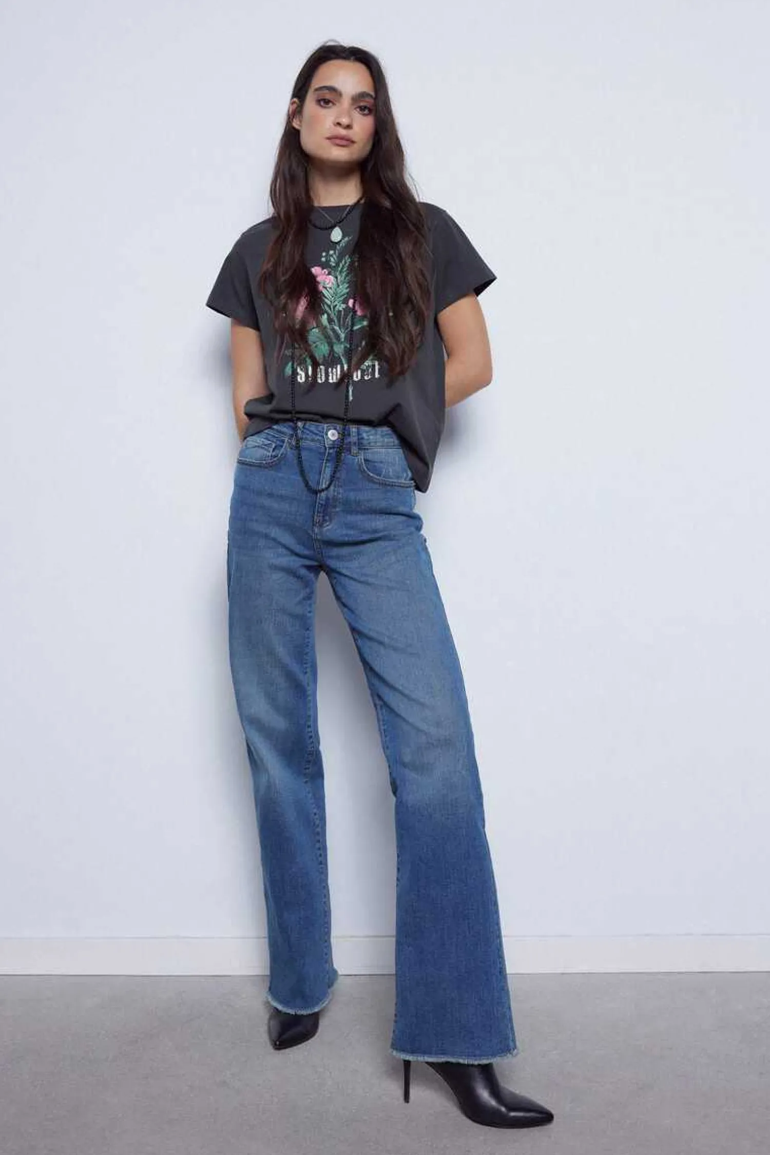 Slowlove Jeans-Jeans Direitos Crop