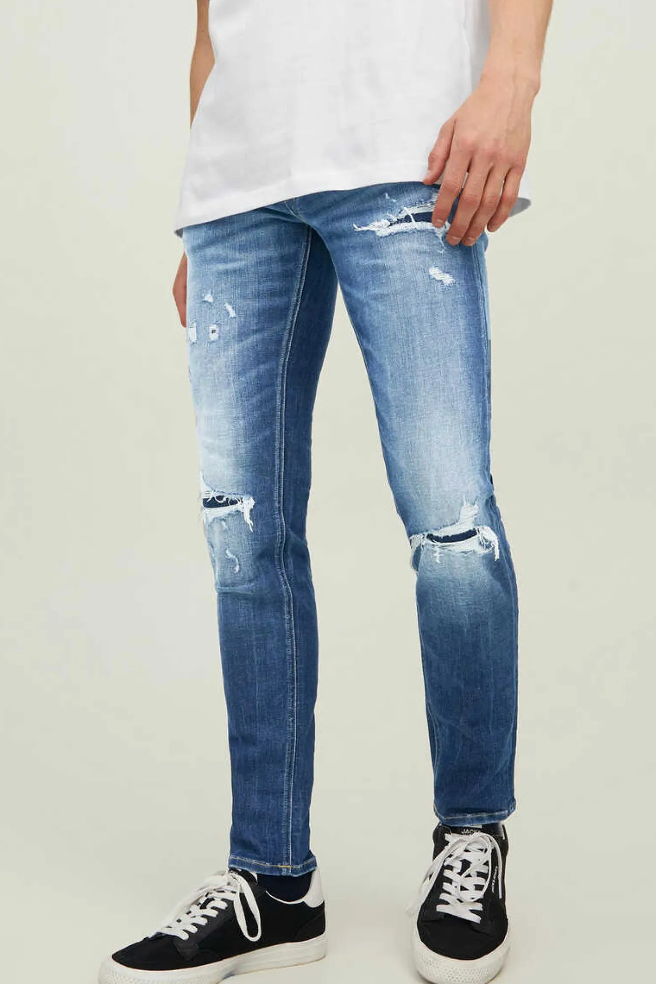 Jack & Jones Jeans Liam Rasgoes Azulado New
