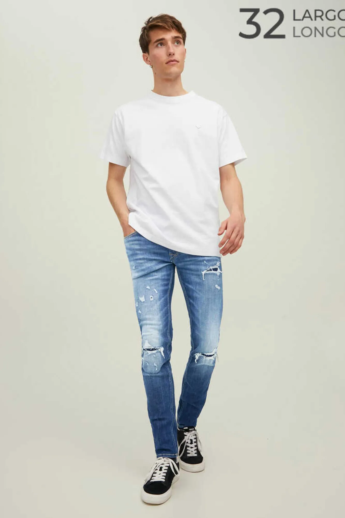 Jack & Jones Jeans Liam Rasgoes Azulado Outlet