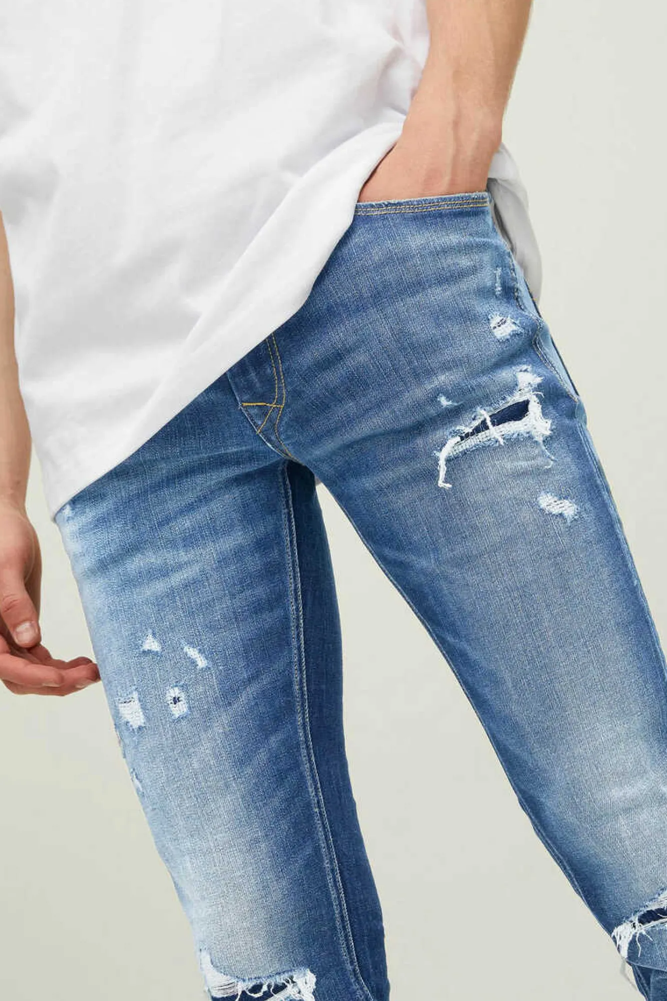 Jack & Jones Jeans Liam Rasgoes Azulado Outlet