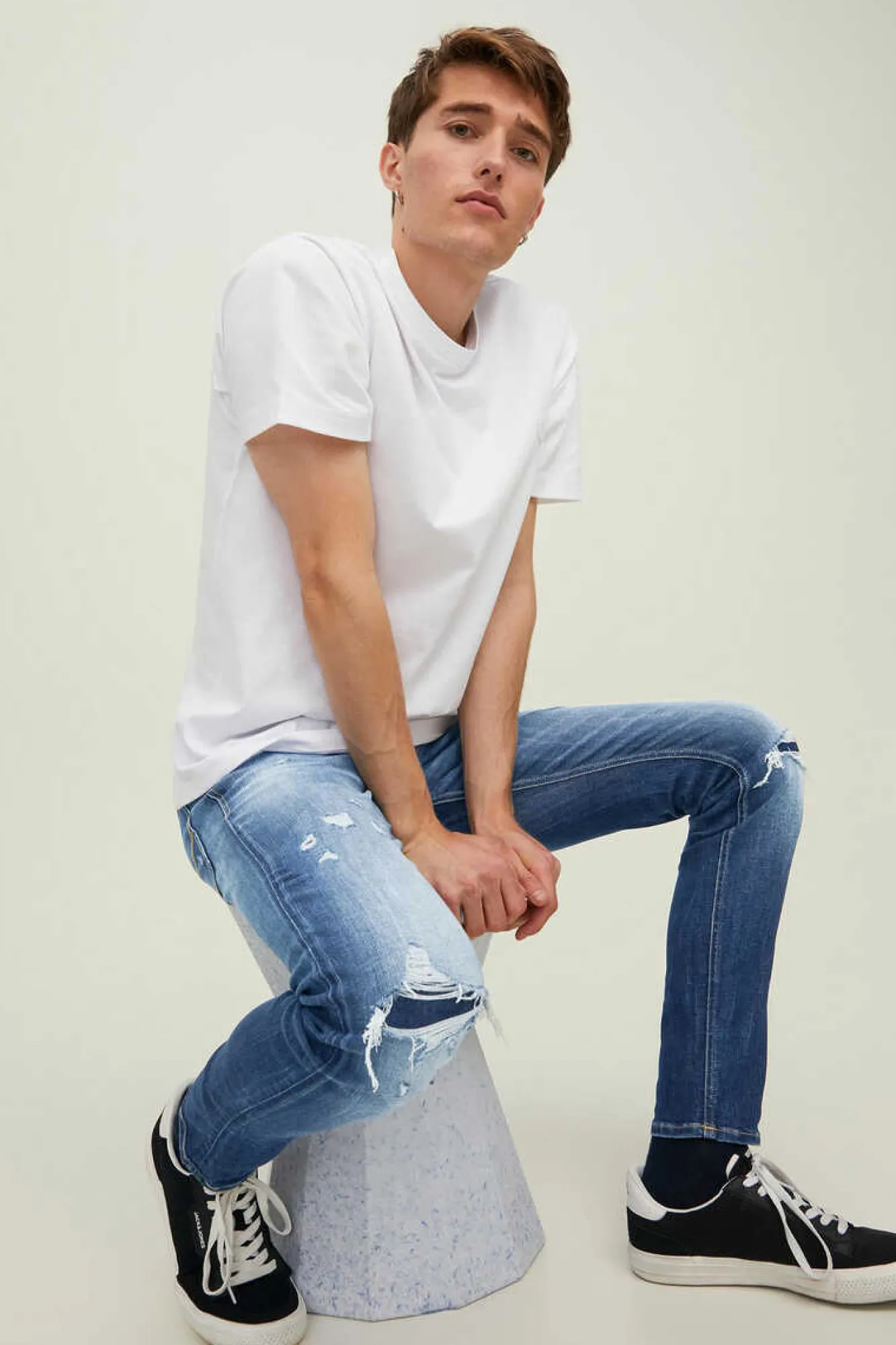 Jack & Jones Jeans Liam Rasgoes Azulado Outlet