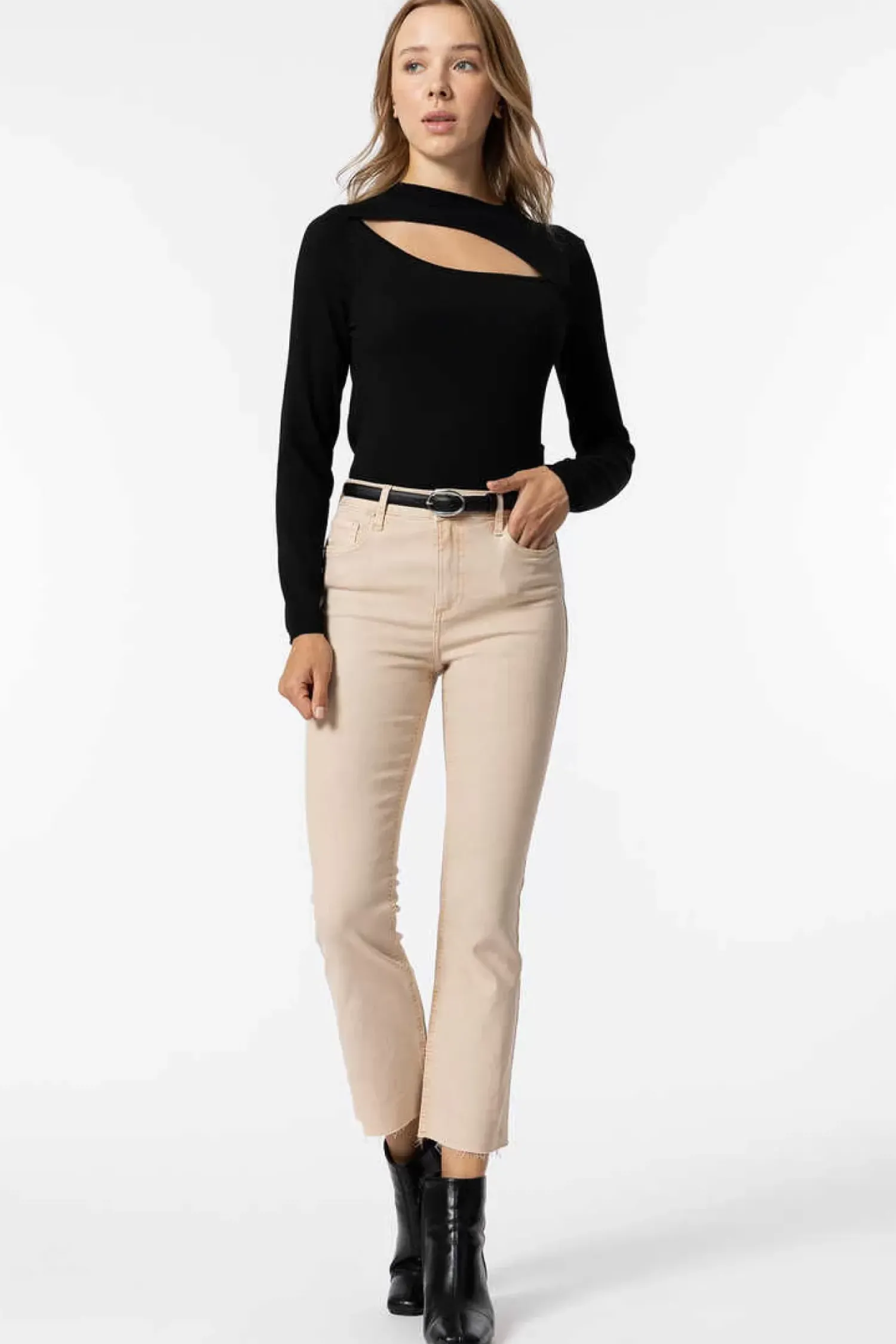 Tiffosi Calcas-Jeans Megan Cropped Flare Cintura Alta Metalica