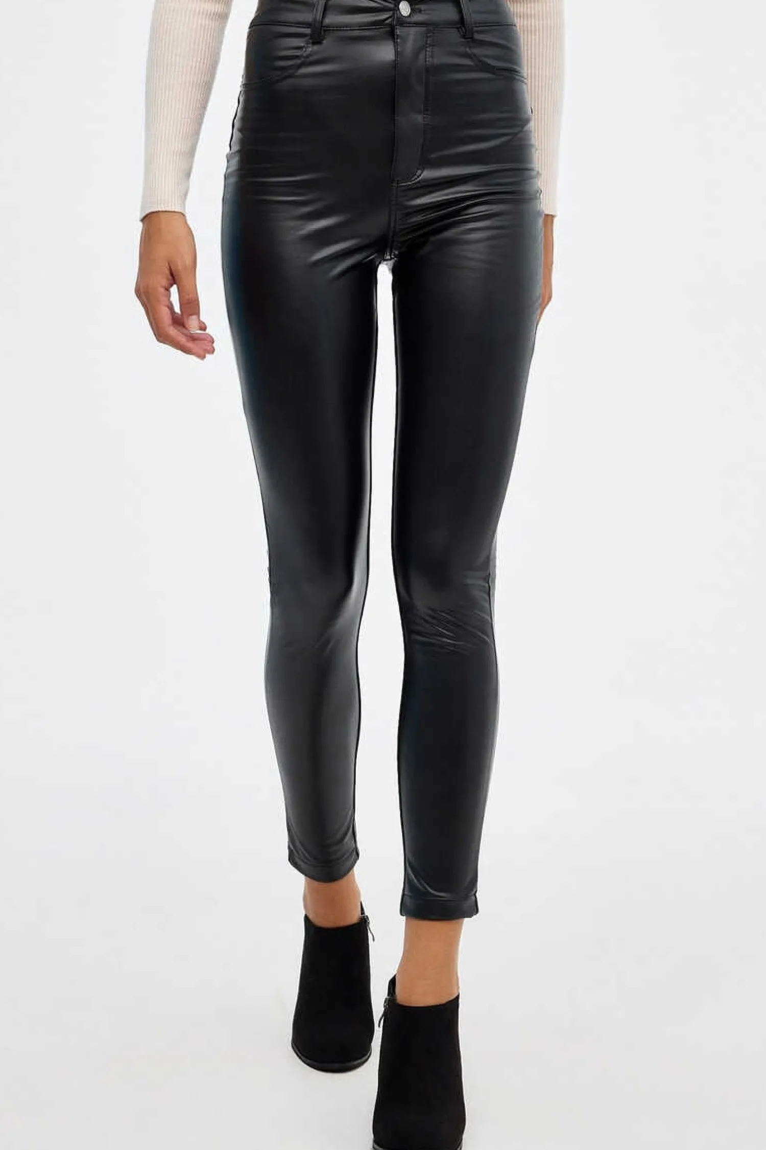 Inside Calcas-Leggings Cintura Alta Efeito Pele