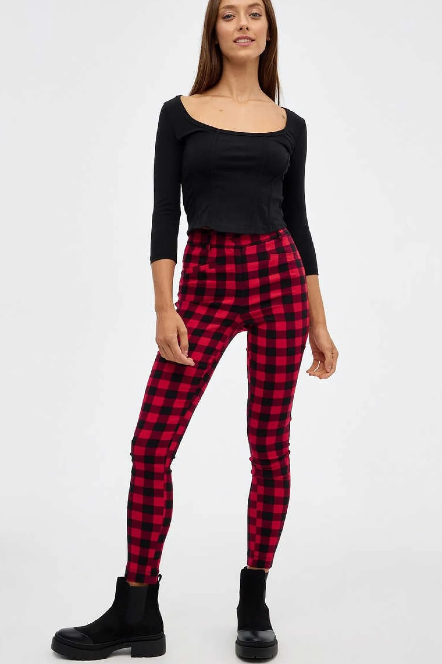 Inside Calcas-Leggings Cintura Subida Quadrados