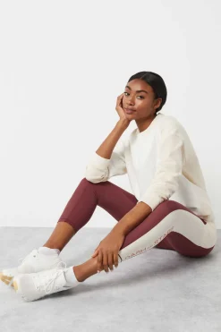 Dash and Stars Calcas-Leggings Crop Color Block Grena 4D Stretch