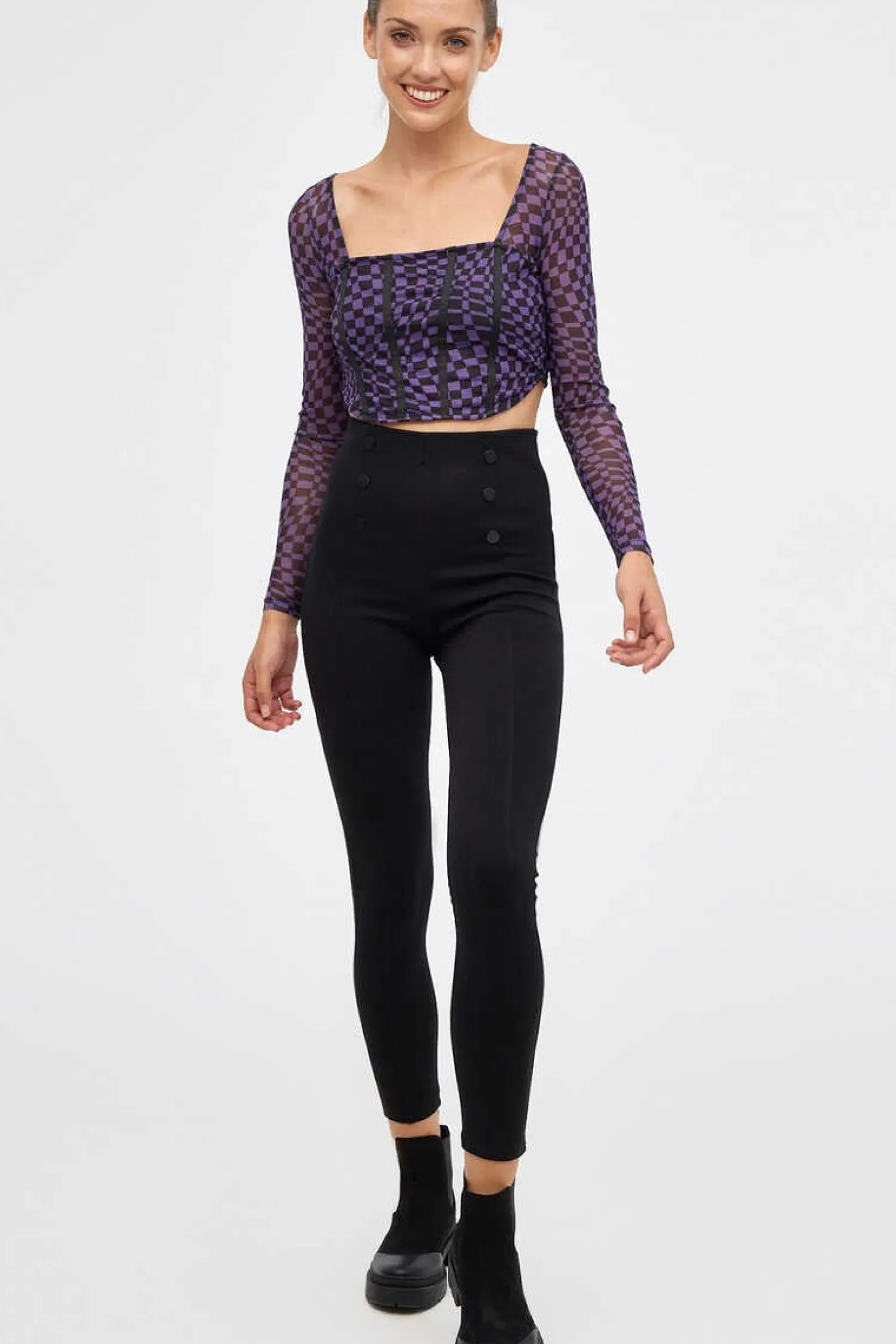 Inside Calcas-Leggings High Waist Botoes