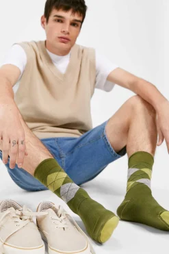 Springfield Meia Losangos Branco Outlet