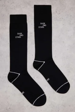 Dash and Stars Meias-Meia Preta Extra Comprida Tecnica