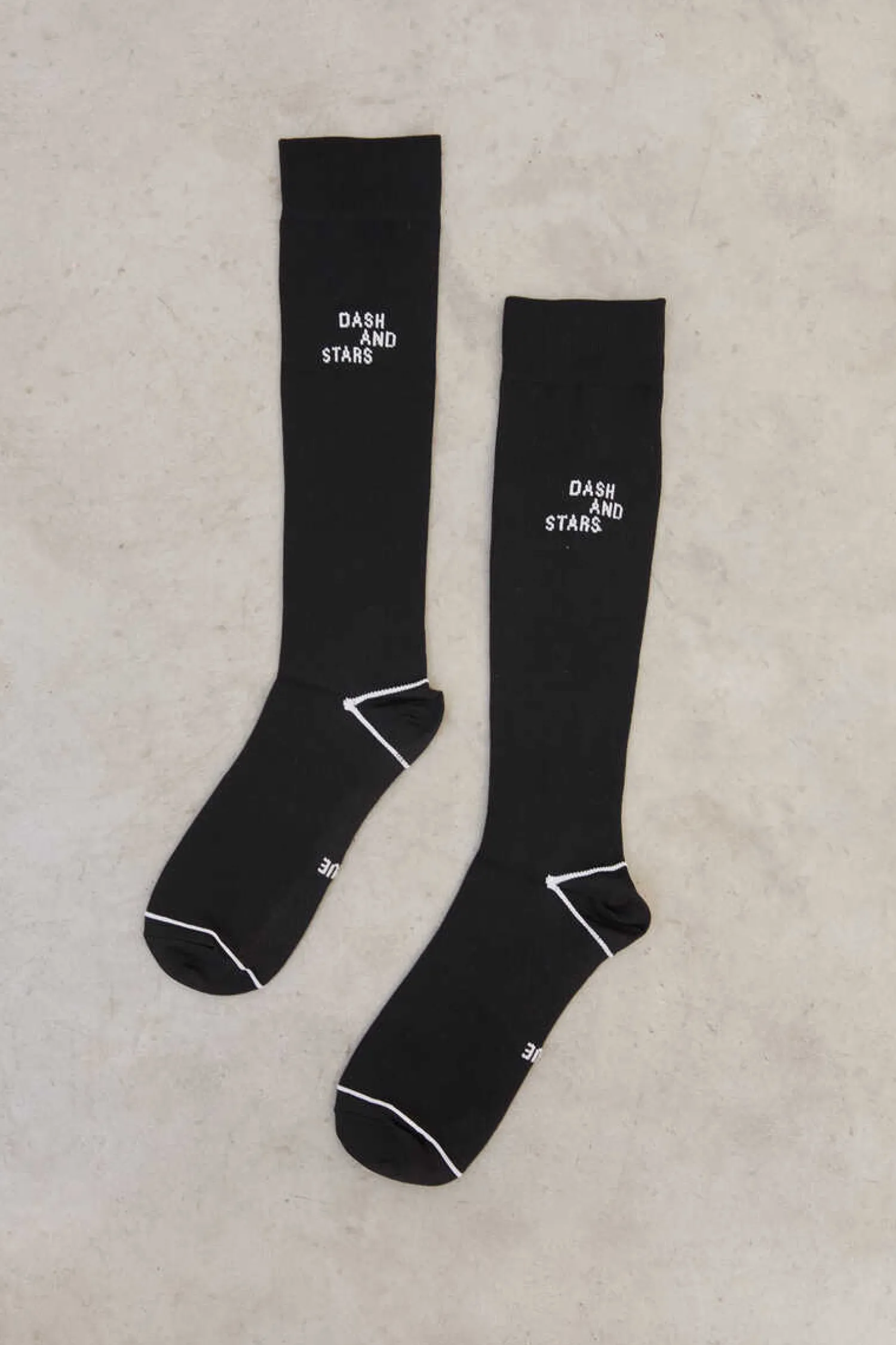 Dash and Stars Meias-Meia Soquete Preta Extra Comprida Tecnico