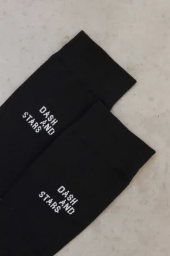 Dash and Stars Meias-Meia Soquete Preta Extra Comprida Tecnico