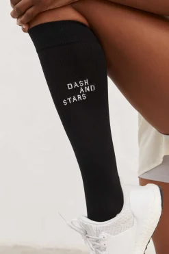 Dash and Stars Meias-Meia Soquete Preta Extra Comprida Tecnico