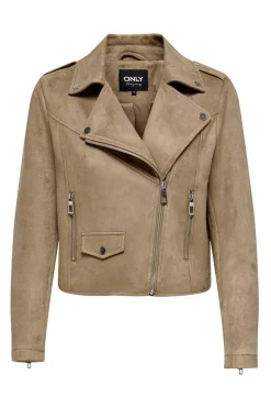 Only Blusoes E Casacos-Motociclista De Couro Sintetico