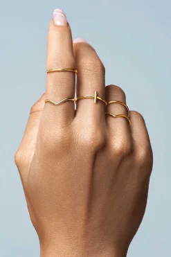 Singularu Bijuteria-Pack 5 Aneis Nefertiti Ouro