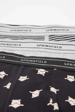 Springfield Pack 3 Boxers De Algodao Estampado Sumo Preto Clearance
