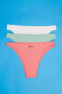 HI&BYE Roupa Interior-Pack 3 Cuecas Brasileiras Multicoloridas: Rosa, Verde, Branco