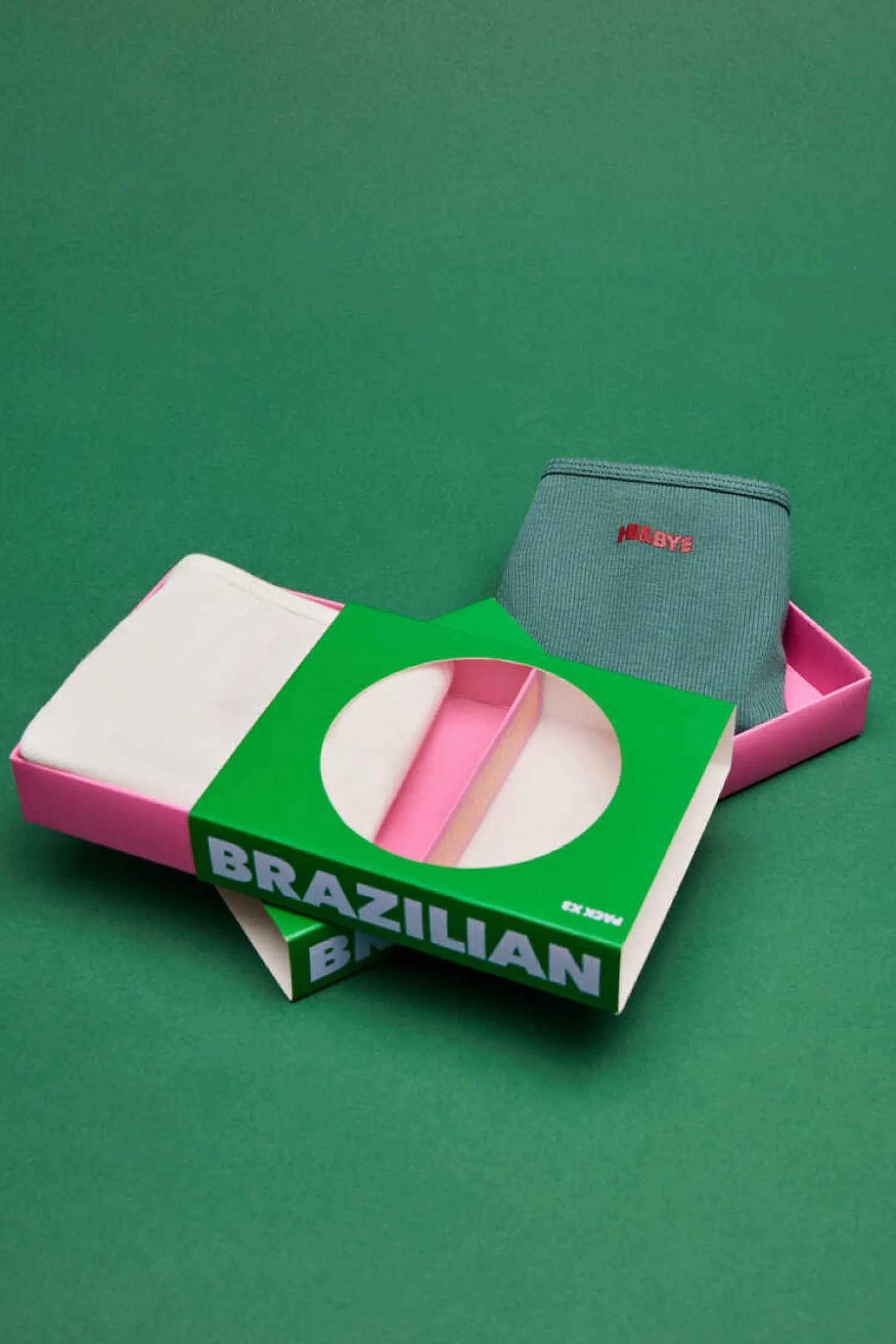 HI&BYE Roupa Interior-Pack 3 Cuecas Brasileiras Multicoloridas: Branco, Verde, Bordo