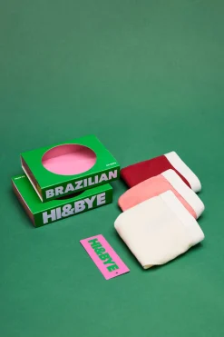 HI&BYE Roupa Interior-Pack 3 Cuecas Brasileiras Multicoloridas: Rosa, Amarelo, Bordeaux