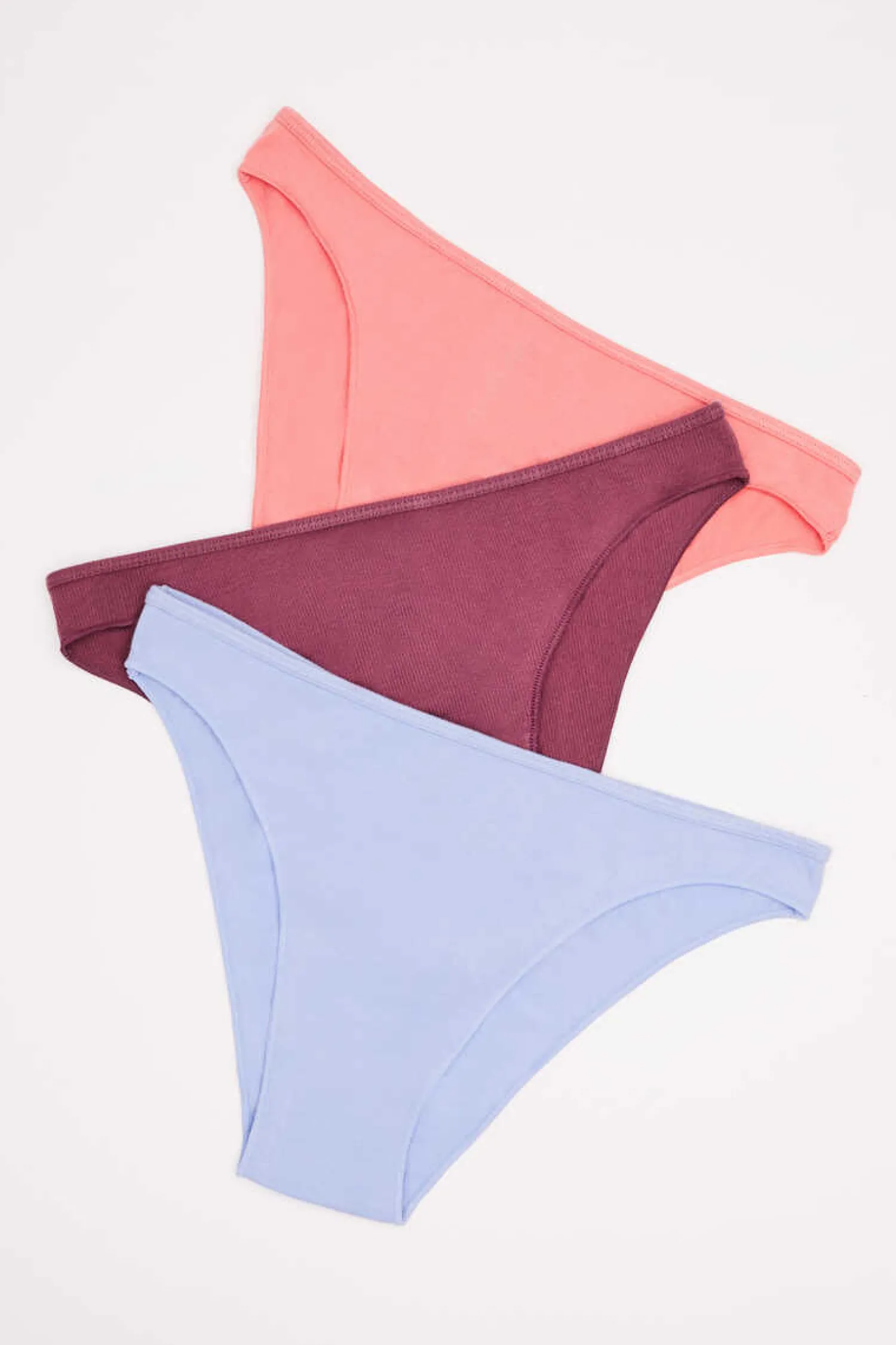 HI&BYE Roupa Interior-Pack 3 Cuecas Classicas Multicoloridas: Rosa, Lilas, Bordo