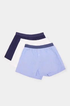 Springfield Pack 3 Cuecas Em Popelina De Algodao Azul Branco Hot