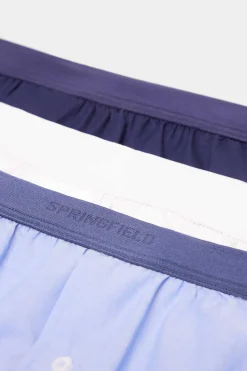 Springfield Pack 3 Cuecas Em Popelina De Algodao Azul Branco Hot