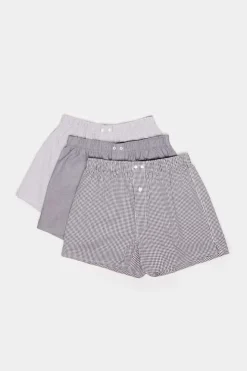 Springfield Pack 3 Cuecas Em Popelina De Algodao Cinzento Preto Clearance