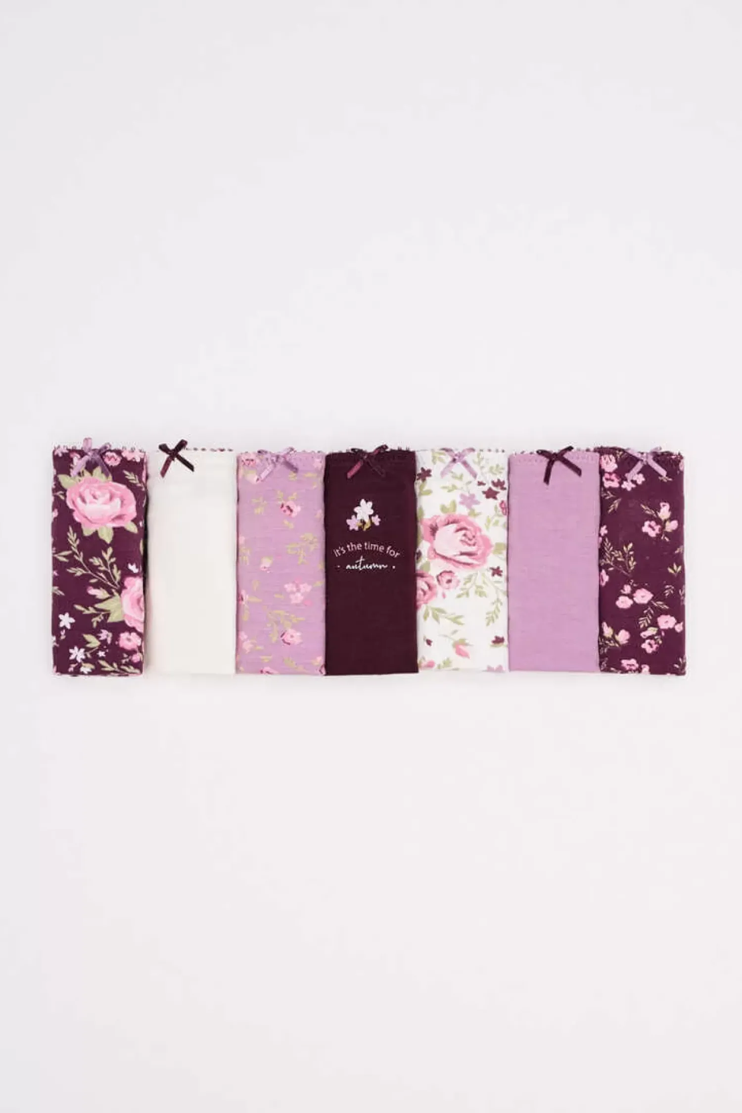 Women'secret Calcinhas-Pack 7 Cuequinhas Algodao Flores Grena