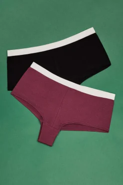 HI&BYE Roupa Interior-Pack 2 Cuequinhas Culottes Multicolor: Preto, Bordeaux