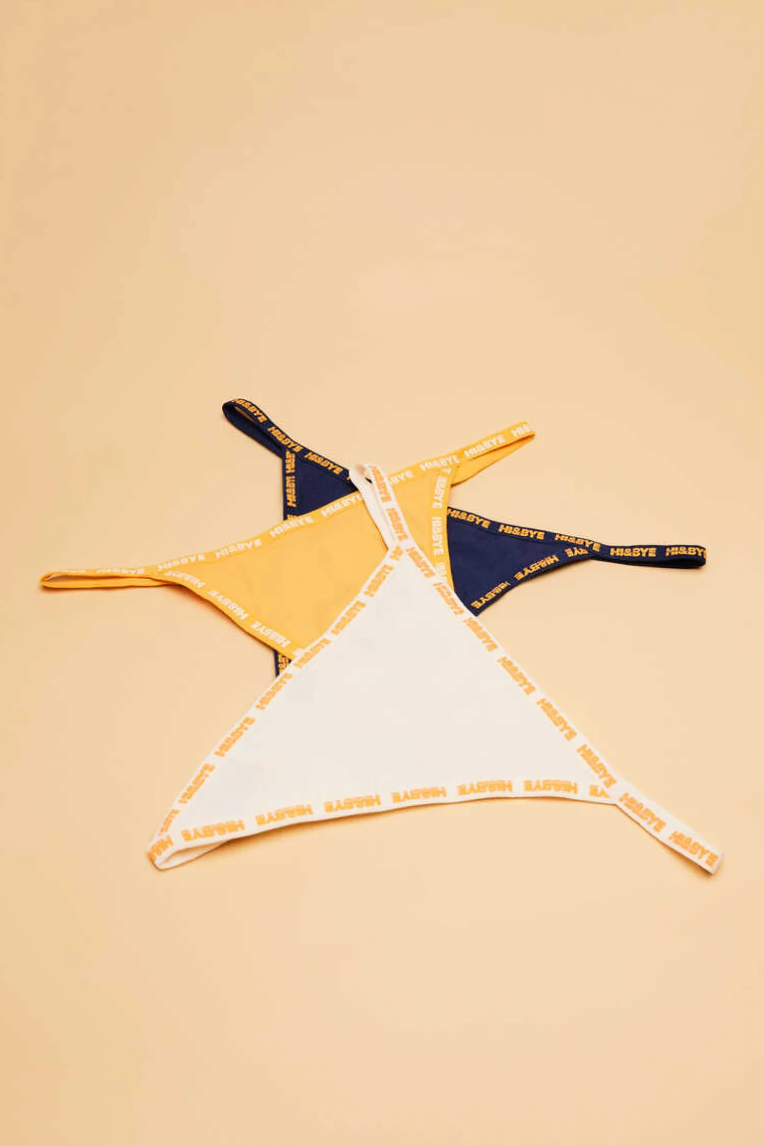 HI&BYE Roupa Interior-Pack 3 Cuequinhas Tanga Multicolor: Amarelo, Laranja, Azul